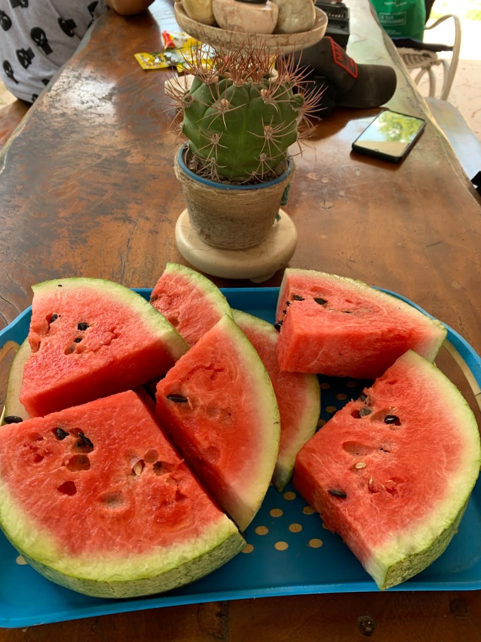 Tajadas de melón de agua servidas frías